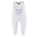 Grey velour baby set with zebra embroidery