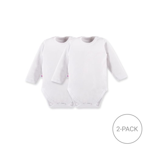 2er-Pack klassische weiße Babybodys mit langen Ärmeln