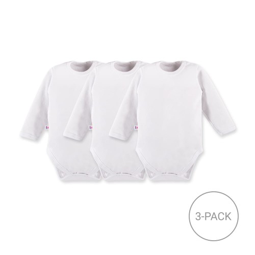 3-pack classic white long sleeve baby bodysuits