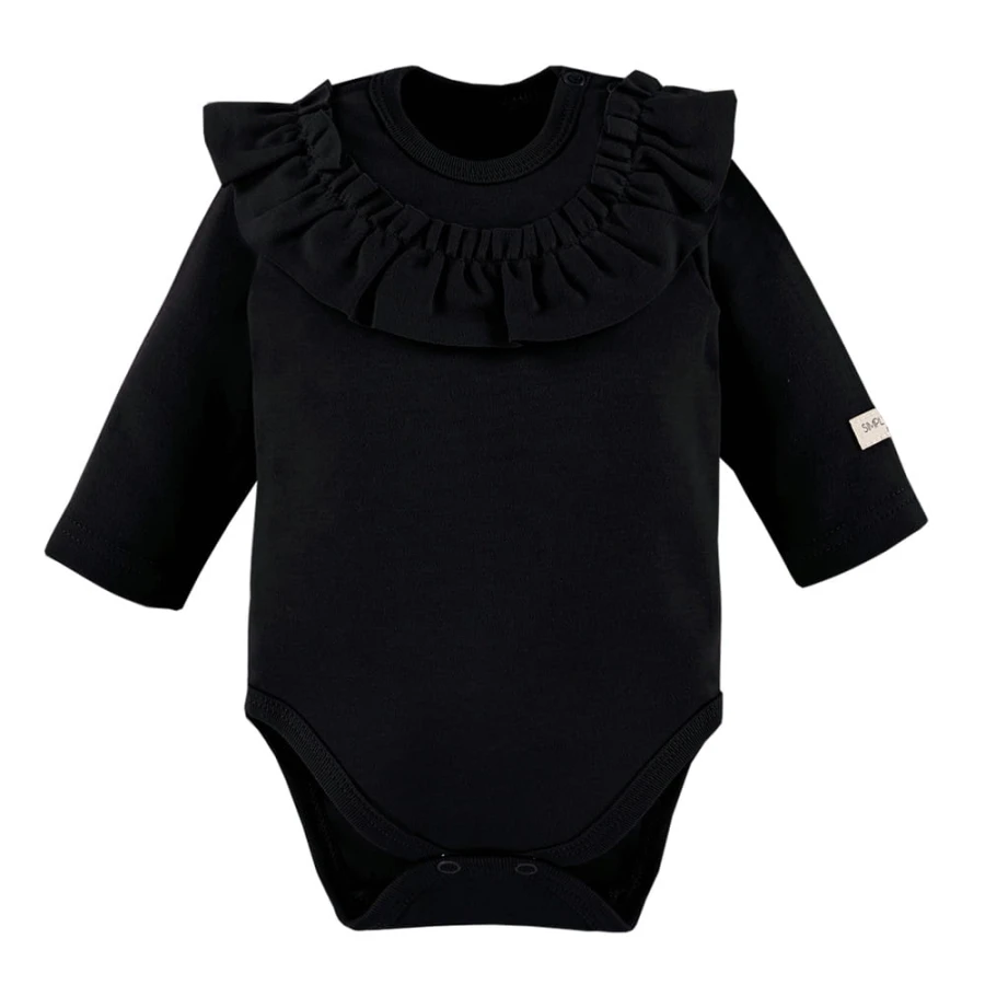Babybody mit Rüsche schwarz