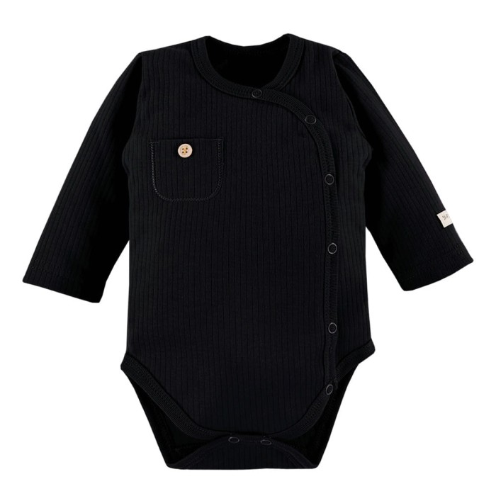 Baby-Wickelbody schwarz gerippt