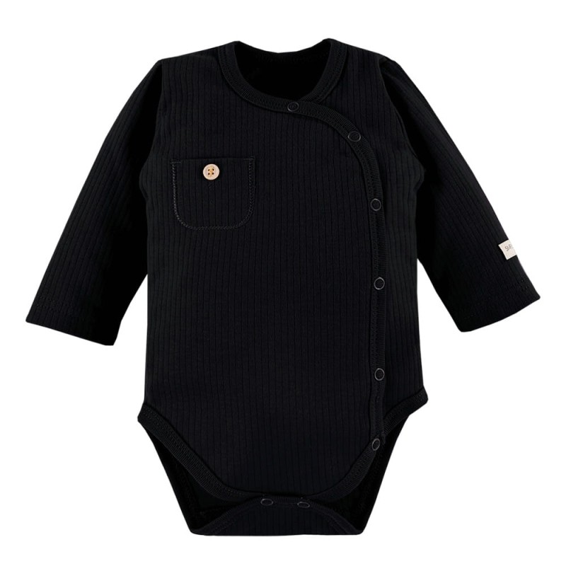 Black Ribbed Snap Baby Bodysuit