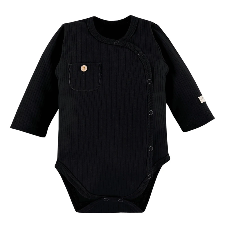 Baby-Wickelbody schwarz gerippt
