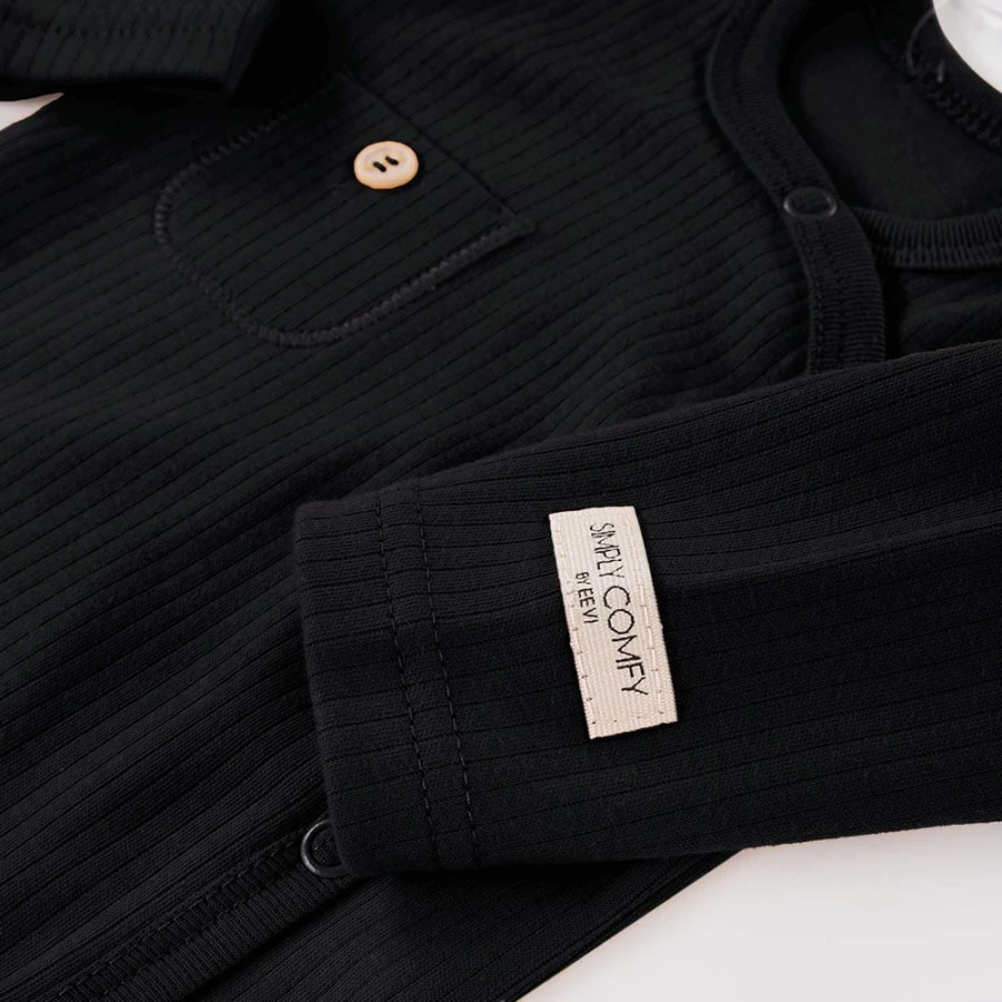 Baby-Wickelbody schwarz gerippt