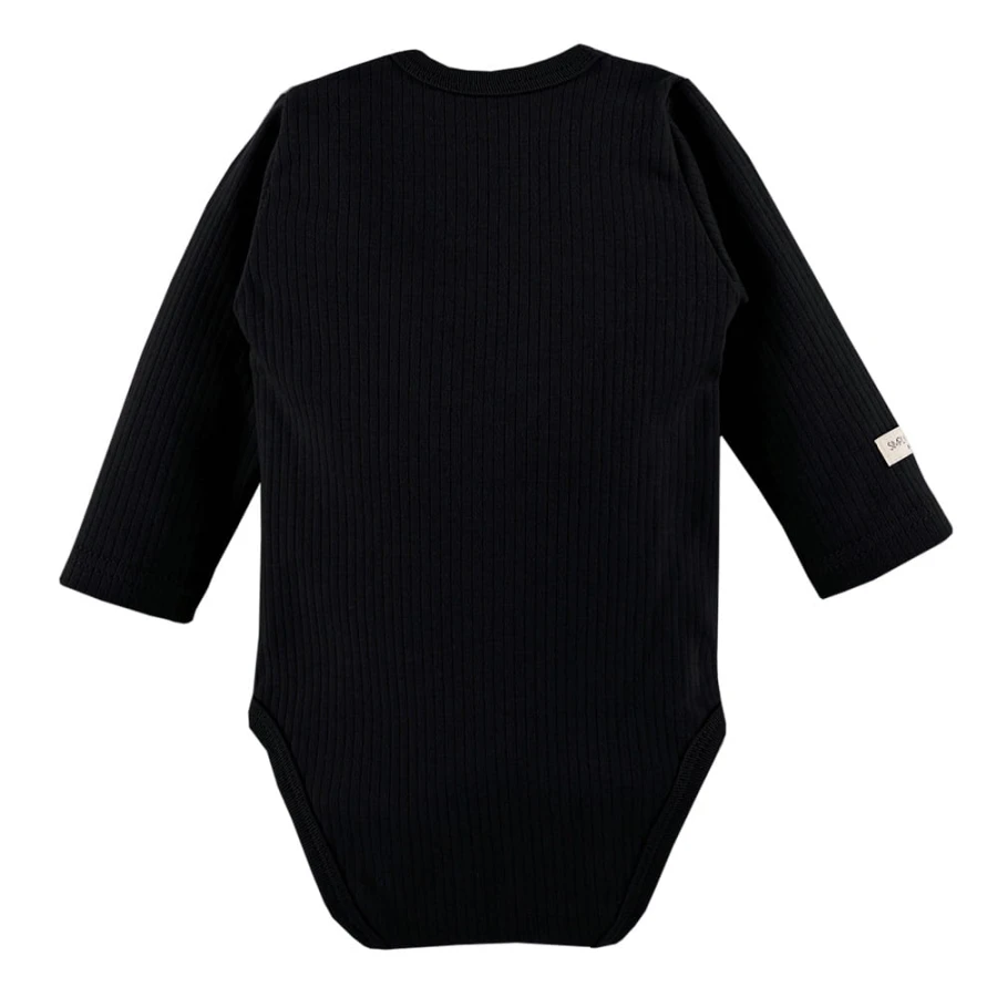 Baby-Wickelbody schwarz gerippt