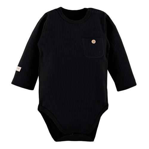 Black Ribbed Baby Bodysuit
