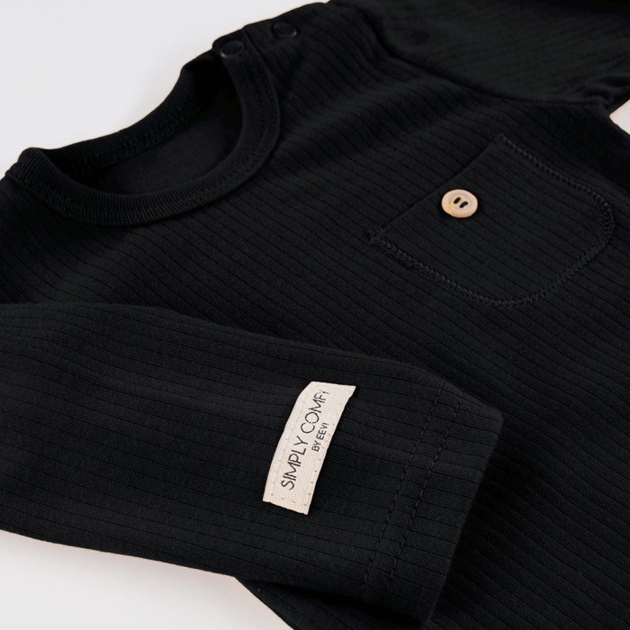 Babybody schwarz gerippt