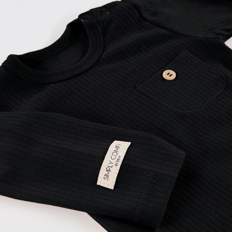 Babybody schwarz gerippt