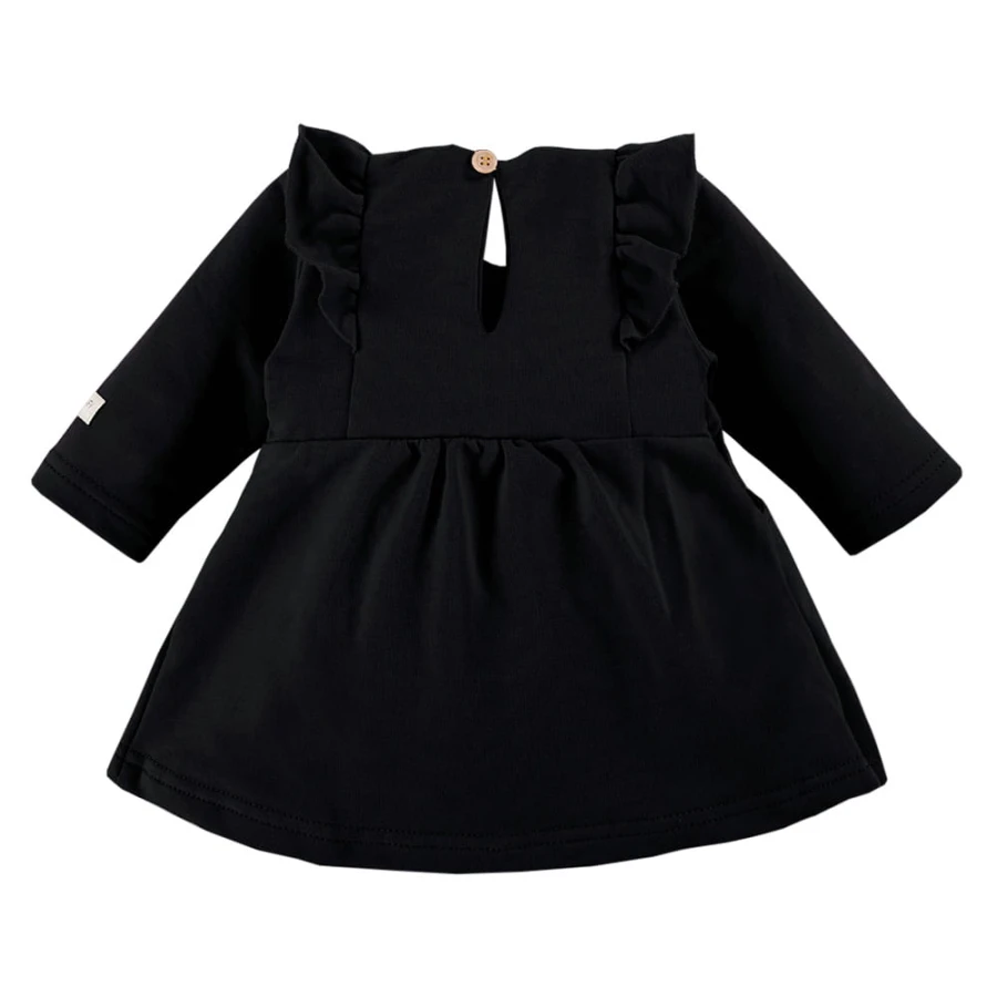Schwarzes Mädchenkleid mit Rüschen