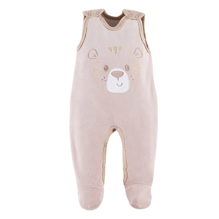 Beiges Baby-Set mit Tigerstickerei
