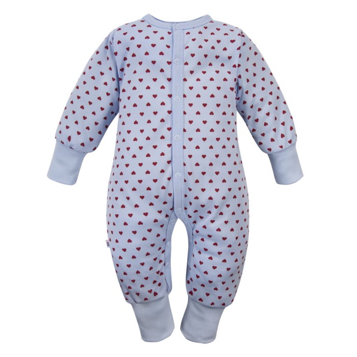 Blauer Baby-Overall ohne Füße mit Herzchen