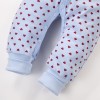Blauer Baby-Overall ohne Füße mit Herzchen