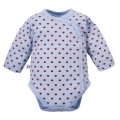 Baby Wrap Bodysuit Blue with Hearts