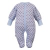 Blauer Baby-Strampler mit Herzchen und umklappbaren Ärmeln