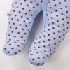 Blauer Baby-Strampler mit Herzchen und umklappbaren Ärmeln