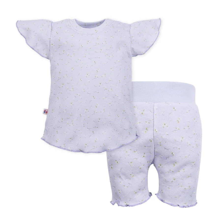Mädchen-Sommer-Set lila mit Blumen