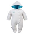 Velour baby snowsuit in white with blue details