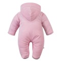 Pink velour baby romper with bunny