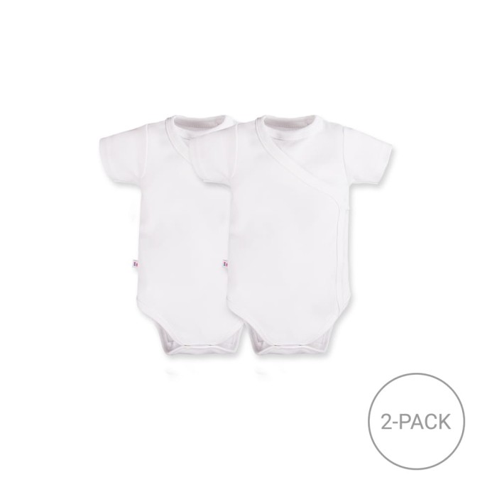 2er-Pack weiße Baby-Wickelbodys mit kurzen Ärmeln