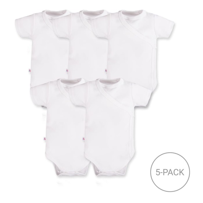 5er-Pack Baby-Wickelbodys mit kurzen Ärmeln – Weiß