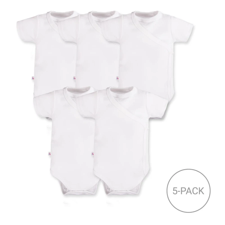5er-Pack Baby-Wickelbodys mit kurzen Ärmeln – Weiß