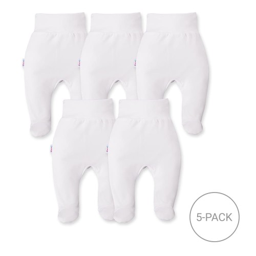 5-pack baby footed pants – white