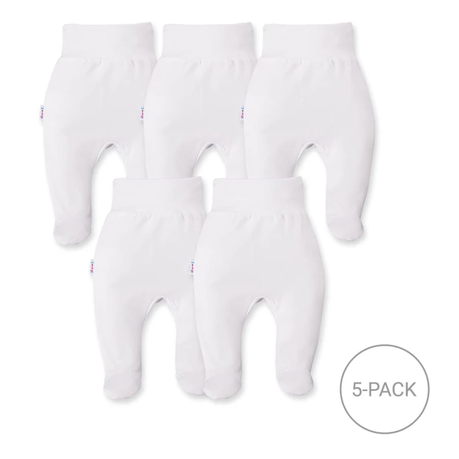5er-Pack Baby-Stramplerhosen – weiß