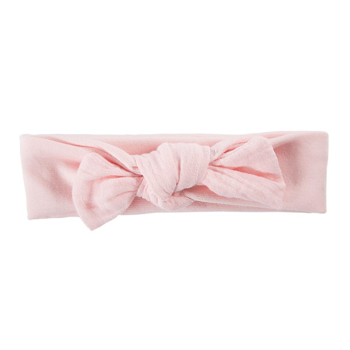 Kinder-Stirnband rosa mit Musselin-Schleife