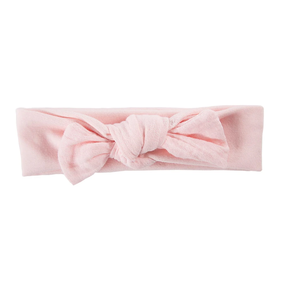 Kinder-Stirnband rosa mit Musselin-Schleife