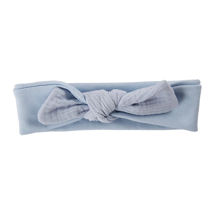 Mädchen-Stirnband hellblau mit Musselin-Schleife