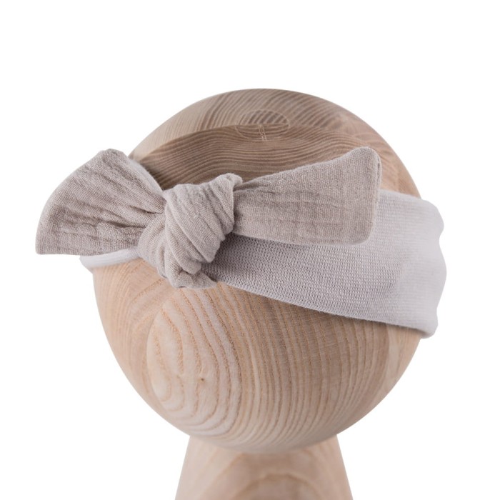 Mädchen-Stirnband beige mit Musselin-Schleife