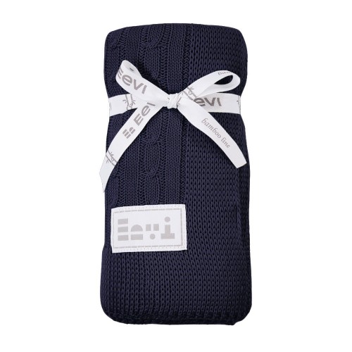 Bamboo blanket EEVI braid navy blue