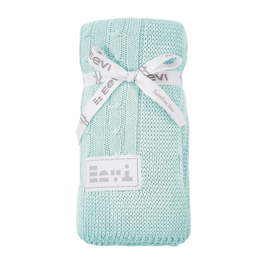 Bambusdecke EEVI mit Zopfmuster in Minze