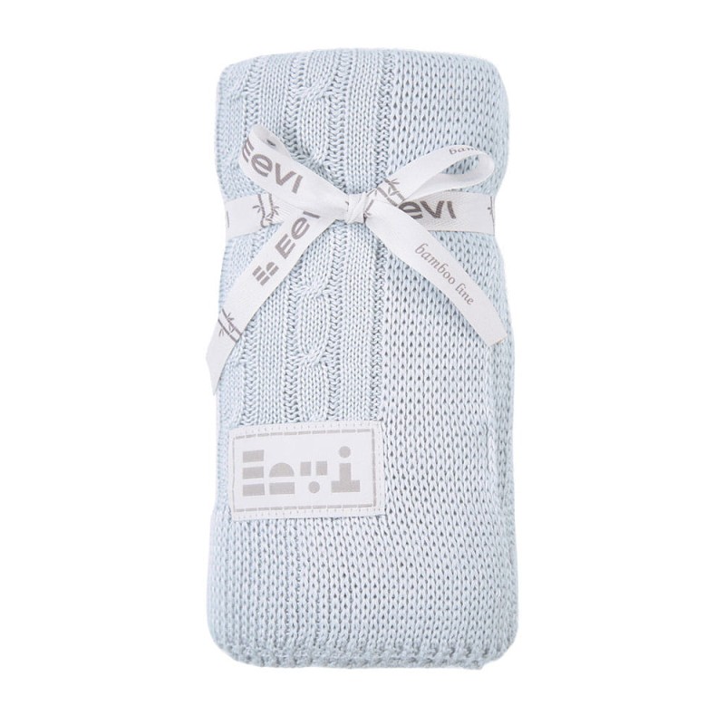 Bamboo blanket braid EEVI light blue