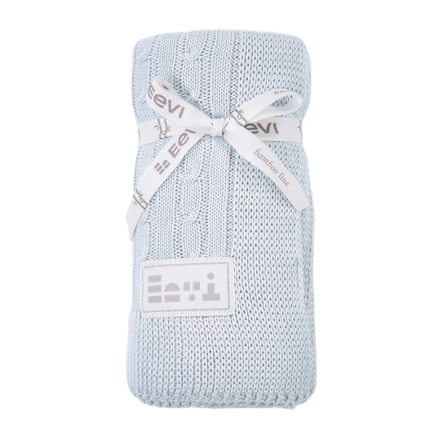Bambusdecke mit Zopfmuster EEVI hellblau