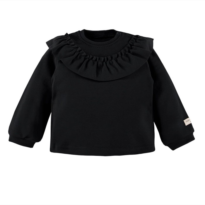 Schwarzer Kinderpullover mit Rüsche