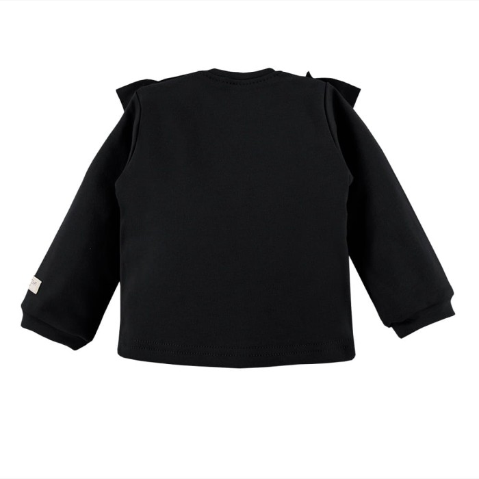 Schwarzer Kinderpullover mit Rüsche