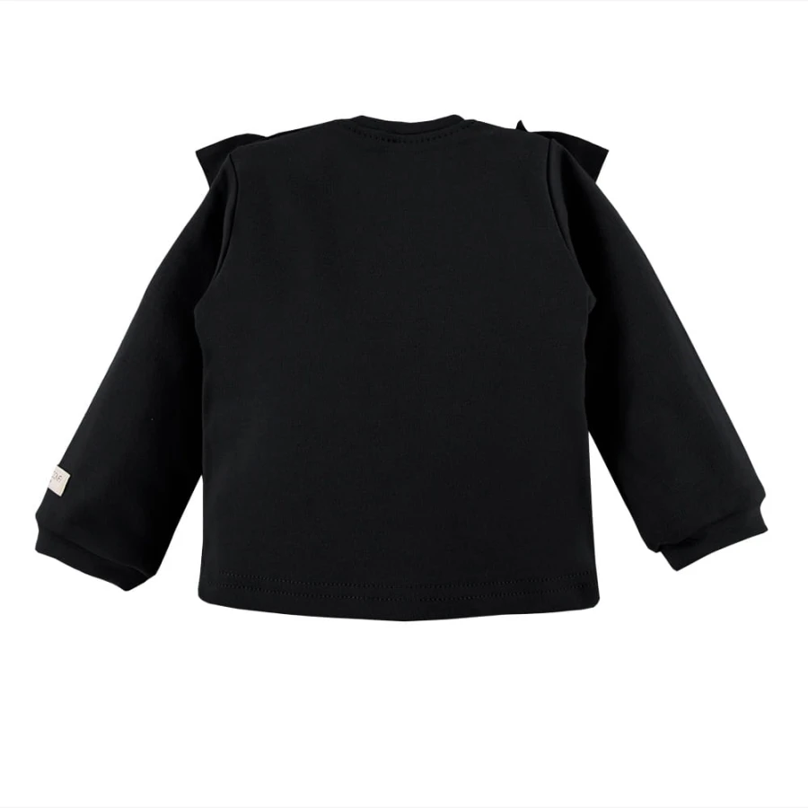Schwarzer Kinderpullover mit Rüsche