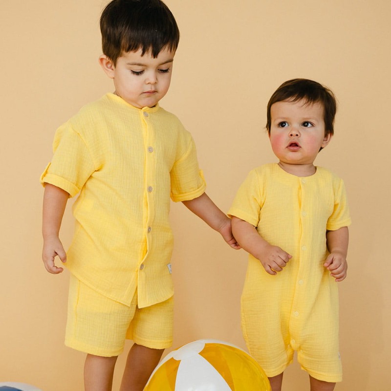 Yellow muslin boys' set