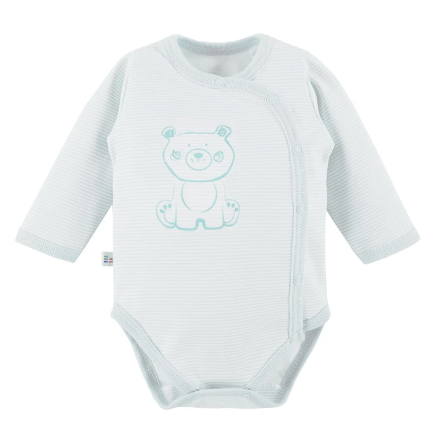 2er-Pack Wickelbodys mit Bär blau und mint