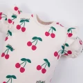 Mädchen-Body mit kurzen Ärmeln ecru mit Kirschen