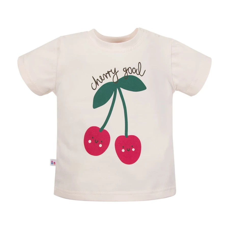Mädchen T-Shirt ecru mit Kirschdruck