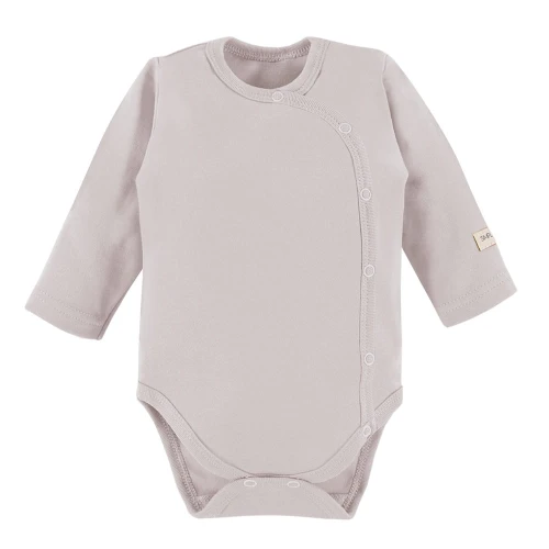 Baby Wickelbody mit Druckknöpfen, einfarbig beige
