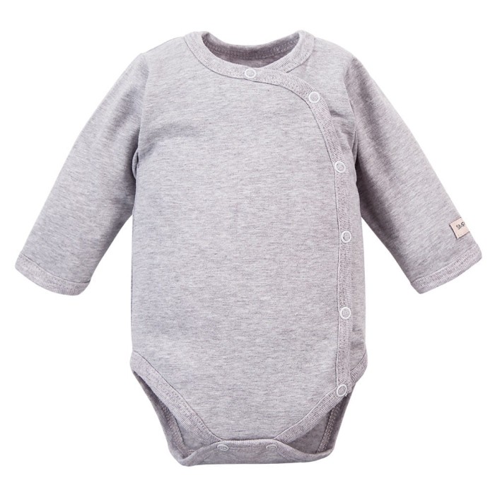 Babybody Uni Grau, durchgehend geknöpft