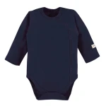Baby bodysuit plain navy, full-length snap