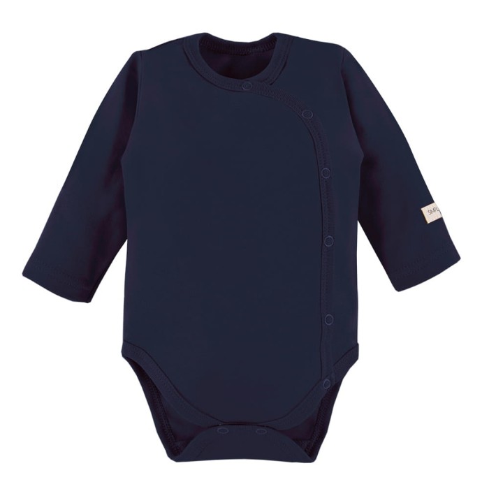 Babybody Uni Marineblau, durchgehend geknöpft