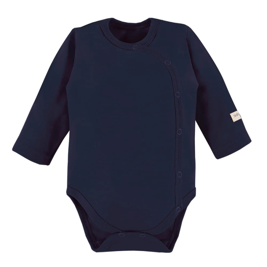 Babybody Uni Marineblau, durchgehend geknöpft