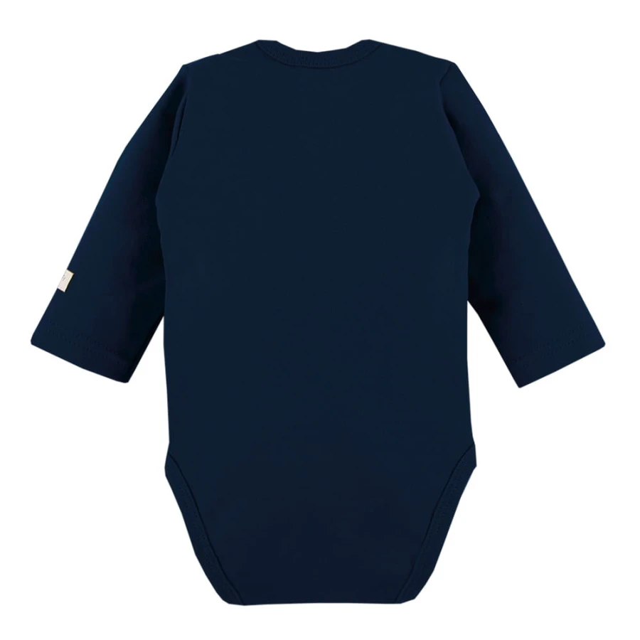 Babybody Uni Marineblau, durchgehend geknöpft