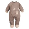 Babystrampler Braun mit Bärenstickerei