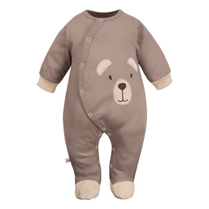 Babystrampler Braun mit Bärenstickerei